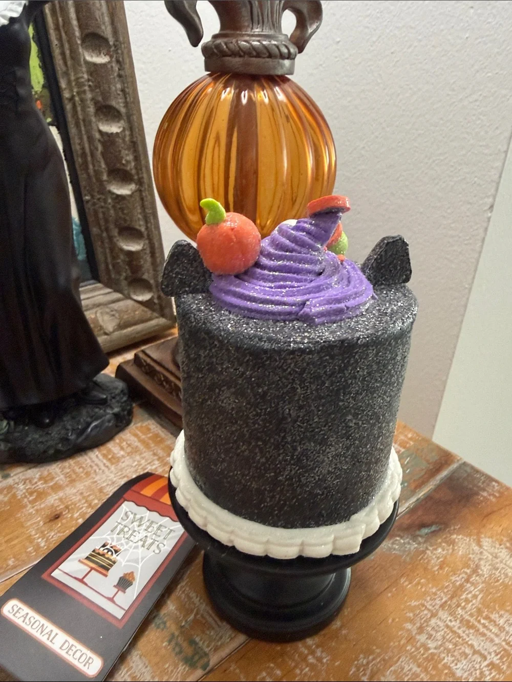 Sweet Treats Halloween Black/White Cat Decorative 